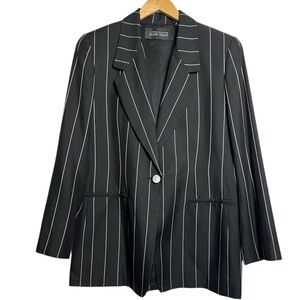 Vintage Ellen Tracy Silk Black Striped Blazer Size 12